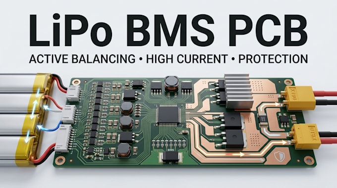 design lipo bms pcb with active cell balancing and high current protection
