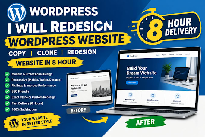 redesign wordpress website copy clone redesign website in 8 hour