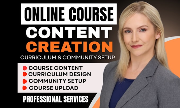 create online course content, curriculum, video course and course development