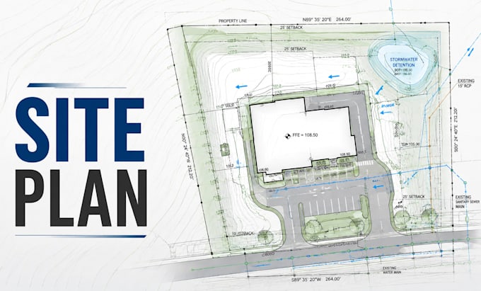 draft site plan grading plan utility topography and drainage design