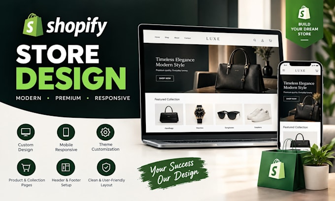 design a modern shopify store or shopify website