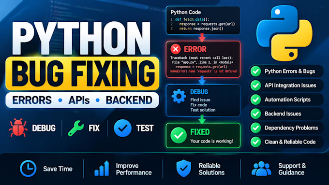 debug and fix python errors bugs API and backend issues