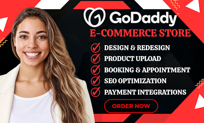 design godaddy ecommerce website online store setup with printful pod