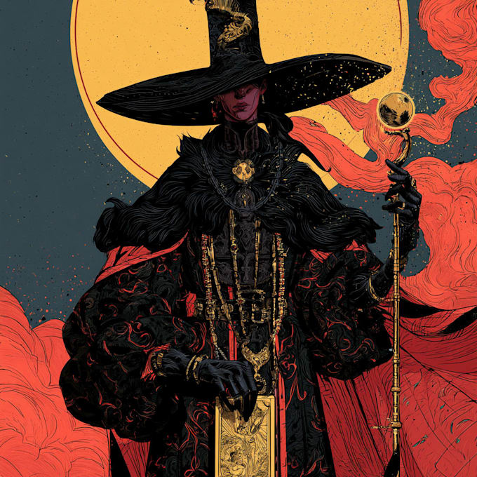 create mystical tarot card character illustrations with custom artwork