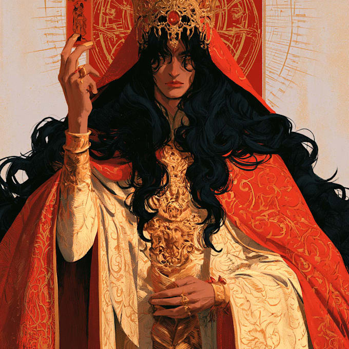 create custom tarot illustrations with detailed character designs