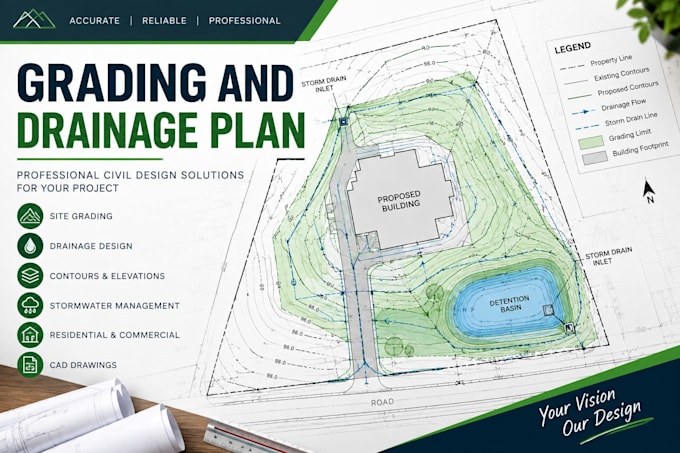 design grading and drainage plan, site grading and drainage design cad