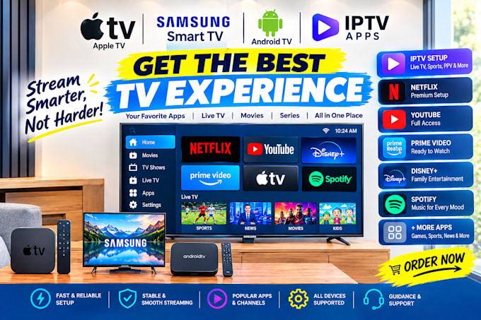 develop apple TV, samsung smart TV, android TV and iptv apps