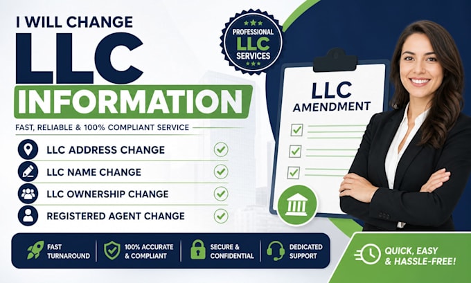 file llc amendment change llc name address ownership member or registered agent