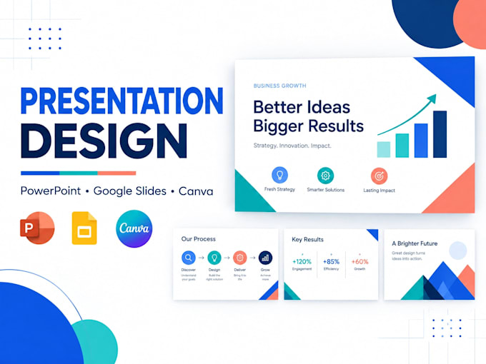 create an engaging pitch deck, business presentation, or slide redesign