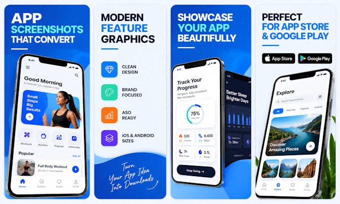 design mobile app screenshots and promotional graphics