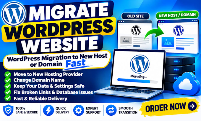 migrate wordpress website, wordpress migration to new host or domain fast