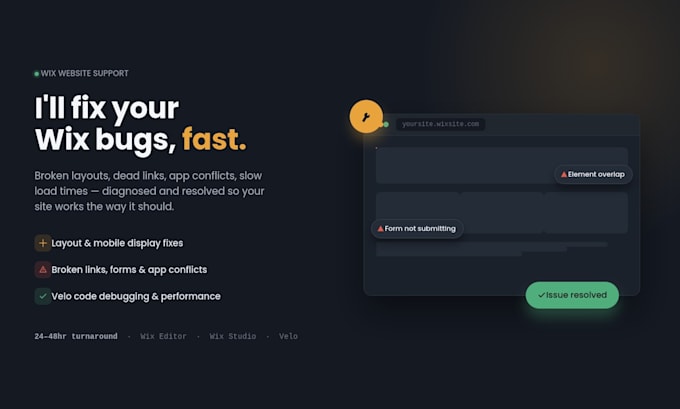 fix wix website bugs, wix studio, layout issues and responsive seo