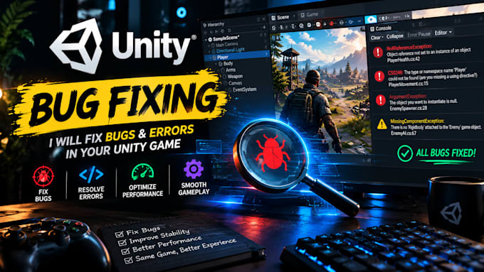 fix bugs and errors in your unity game
