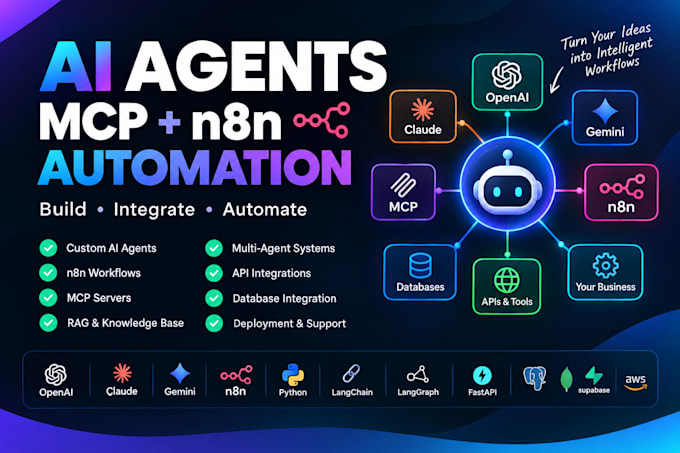 build ai agents, mcp servers, n8n automation and agentic ai workflows