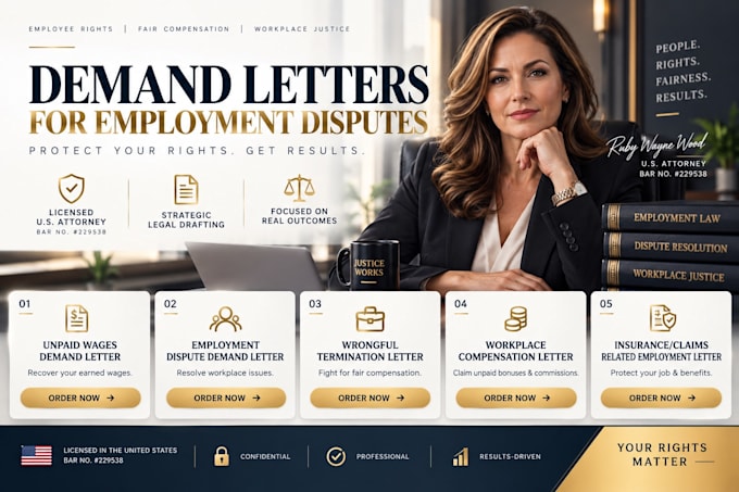 draft a strong wrongful termination demand letter as a US attorney