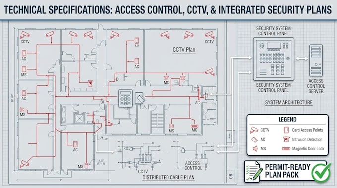 design access control cctv and security system plans for building