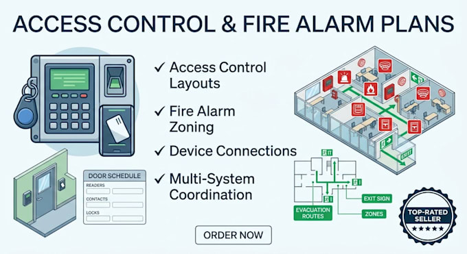 design access control fire alarm and security system plans