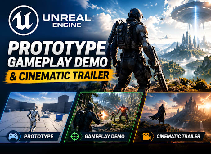 build unreal engine 5 game prototypes, gameplay demos and cinematic trailers