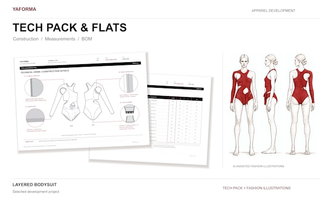 create clothing tech packs and technical flats