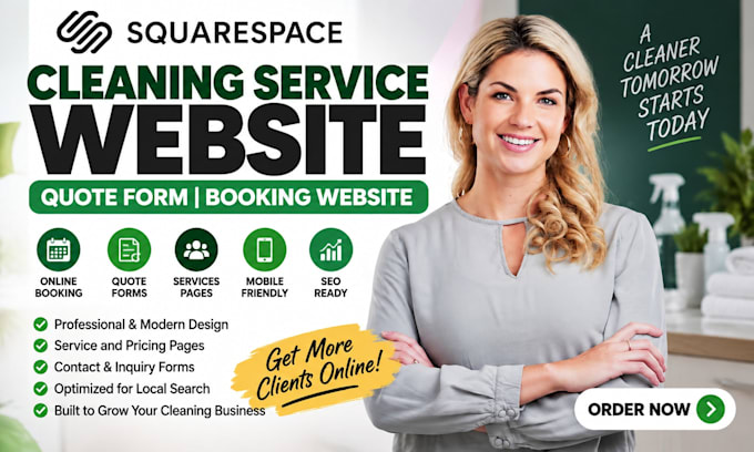 build squarespace cleaning services website quote form booking website design