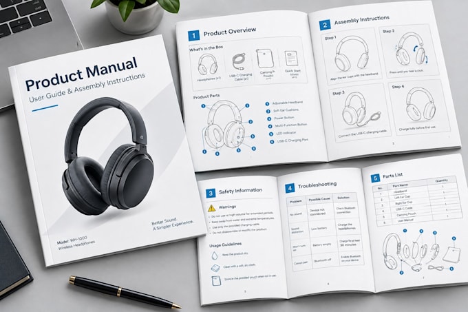 create professional product manuals, assembly instructions and user guides