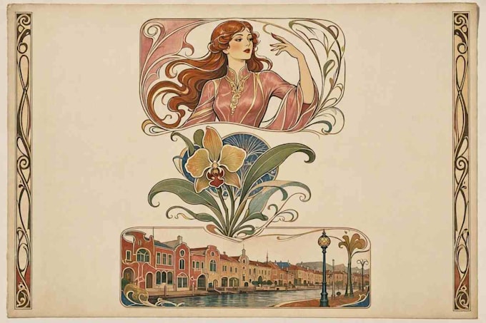 do illustrations in art nouveau style