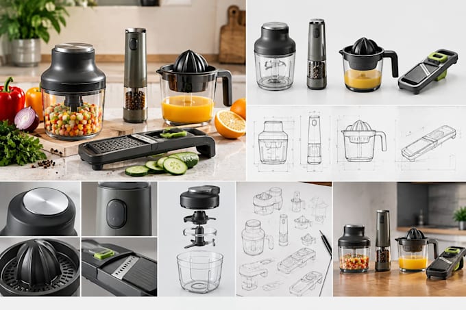 design and redesign your kitchen gadget in 3d cad with realistic rendering