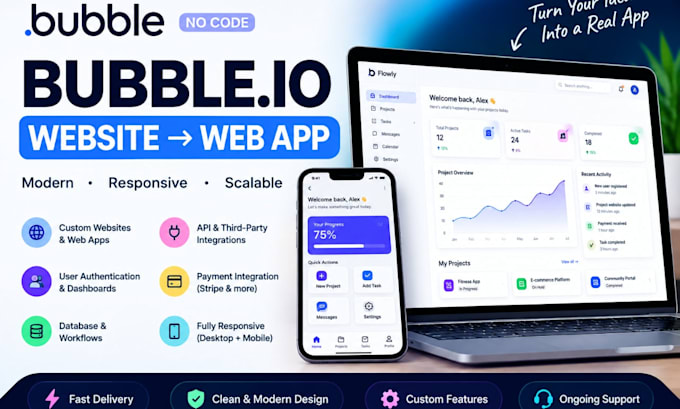 build a bubble io website, bubble app or web application