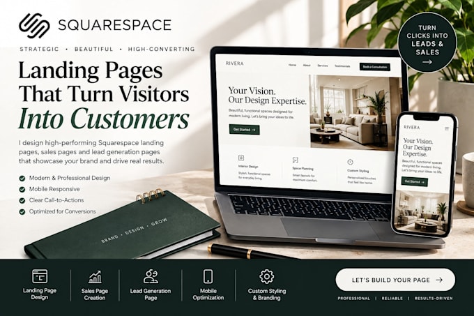 create a squarespace landing page sales page or lead generation page