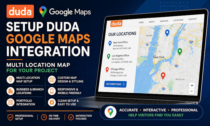 duda google maps integration multi location map set up portfolio website