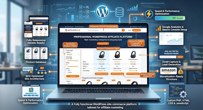 build a wordpress affiliate ecommerce website with product comparison