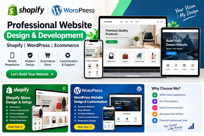 create a modern shopify wordpress ecommerce website