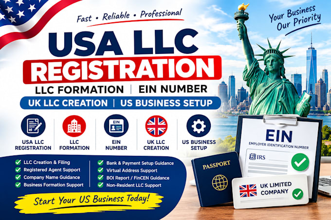 usa llc registration llc formation ein number uk llc creation US business setup