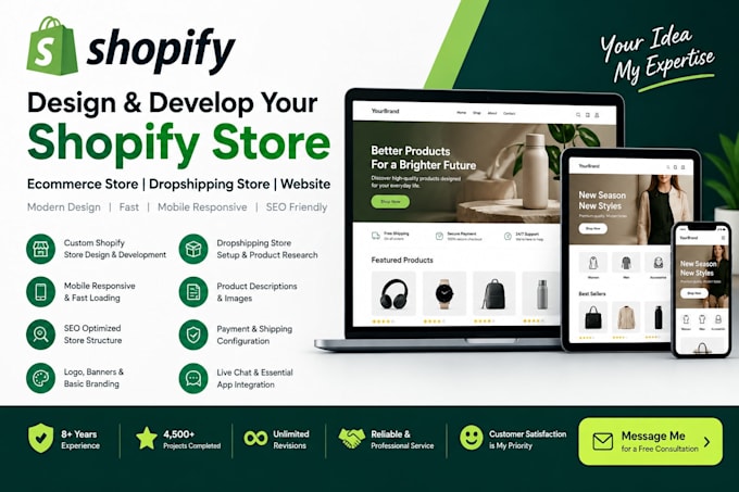 develop a high converting shopify store or dropshipping website