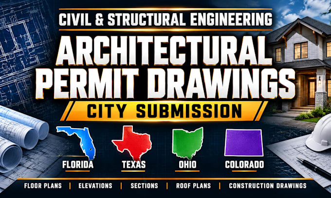 do structural, architectural permit drawings for usa city permit approval