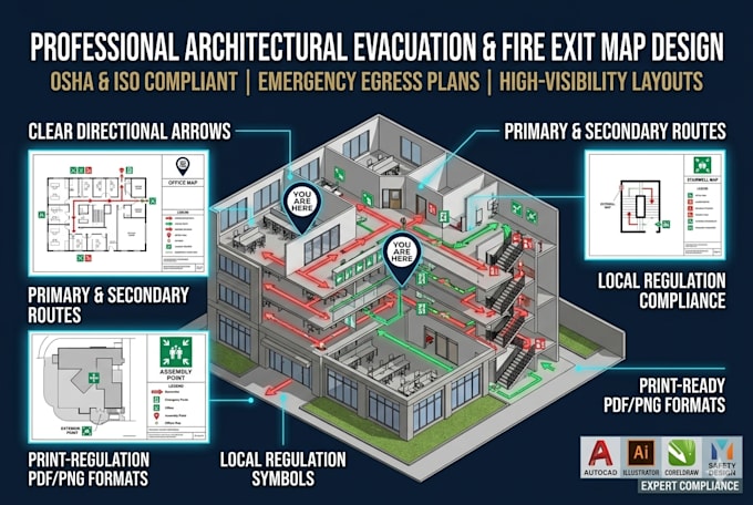 design professional, oshacompliant building evacuation maps