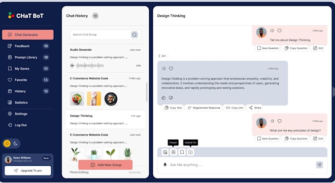 develop ai chatbot, ai web app, saas dashboard and ai assistant development