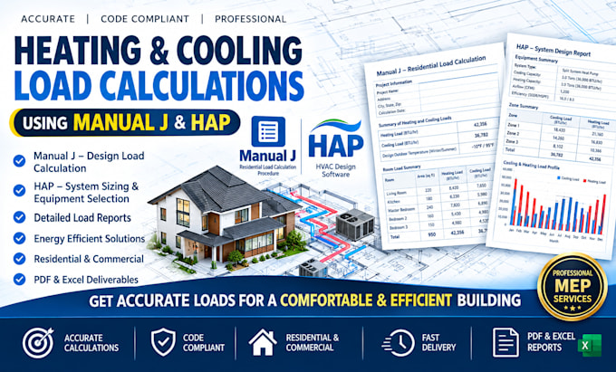 do heating and cooling load calculations using manual j ,hap