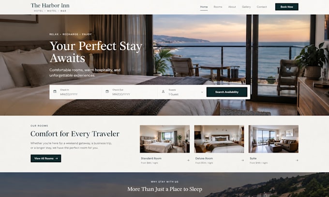 design squarespace hotel booking website motel website bed breakfast site