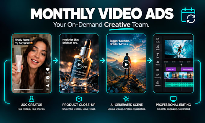 provide a monthly video ads package for ecommerce brands