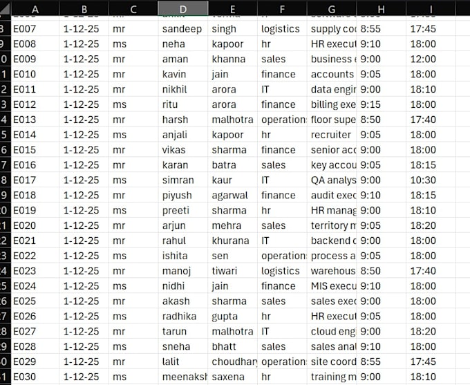 do data entry at excel