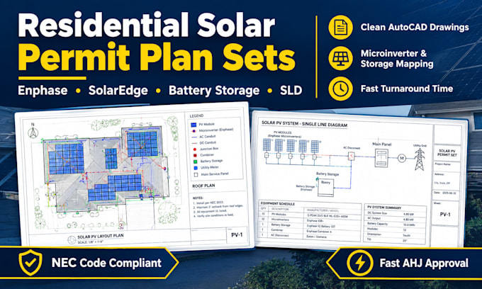 design residential solar permit plan set single line diagram solaredge string
