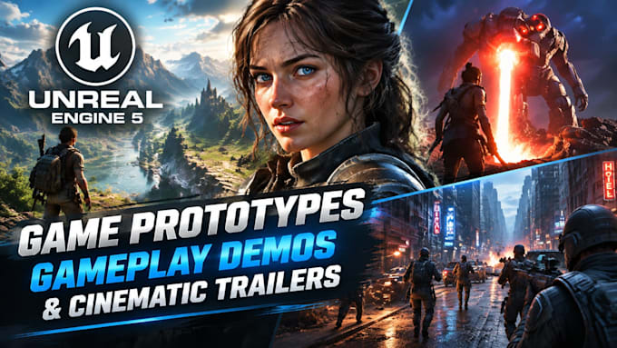 build unreal engine 5 game prototypes, gameplay demos and cinematic trailers