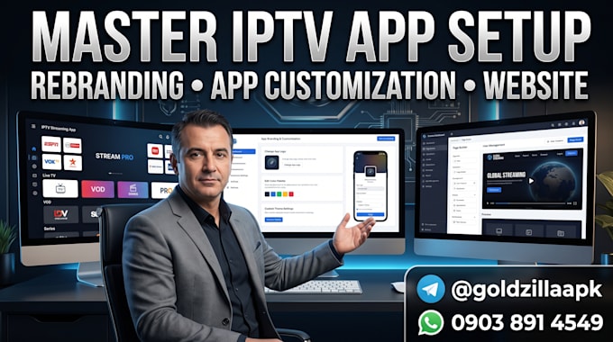 create iptv logo for you web design bannwer setup and fiverr iptv setup