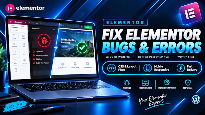 fix elementor bugs, responsive issues, and layout errors