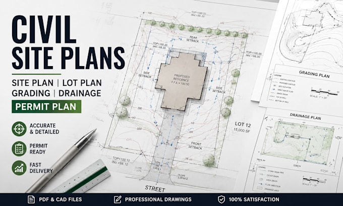 design site plan, lot plan, grading, drainage and permit plan