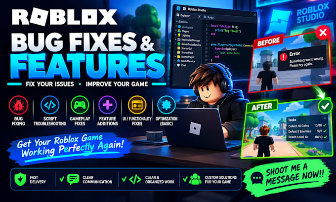 fix bugs and features to your existing roblox game