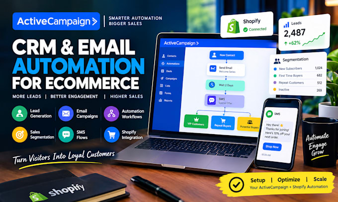 activecampaign CRM email leads shopify automation sales segmentation SMS flows