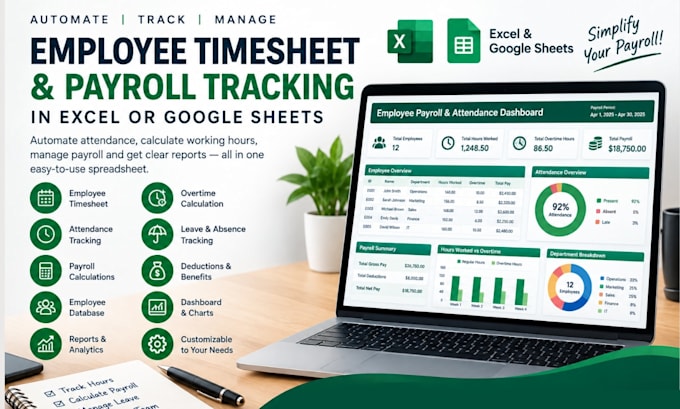 automate employee timesheet and payroll tracking in excel or google sheets