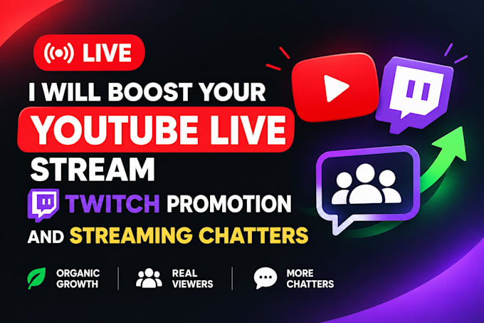boost your youtube live stream, twitch promotion and streaming chatters